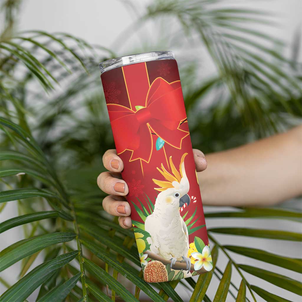 Australia Sulphur-crested Cockatoo Christmas Skinny Tumbler Aussie Native Flowers Merry Xmas - Aussie Hoodie
