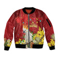 Personalised Australia Sulphur-crested Cockatoo Christmas Sleeve Zip Bomber Jacket Aussie Native Flowers Merry Xmas - Aussie Hoodie