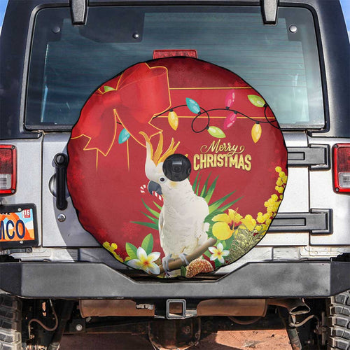 Australia Sulphur-crested Cockatoo Christmas Spare Tire Cover Aussie Native Flowers Merry Xmas - Aussie Hoodie