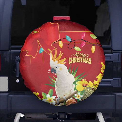 Australia Sulphur-crested Cockatoo Christmas Spare Tire Cover Aussie Native Flowers Merry Xmas - Aussie Hoodie