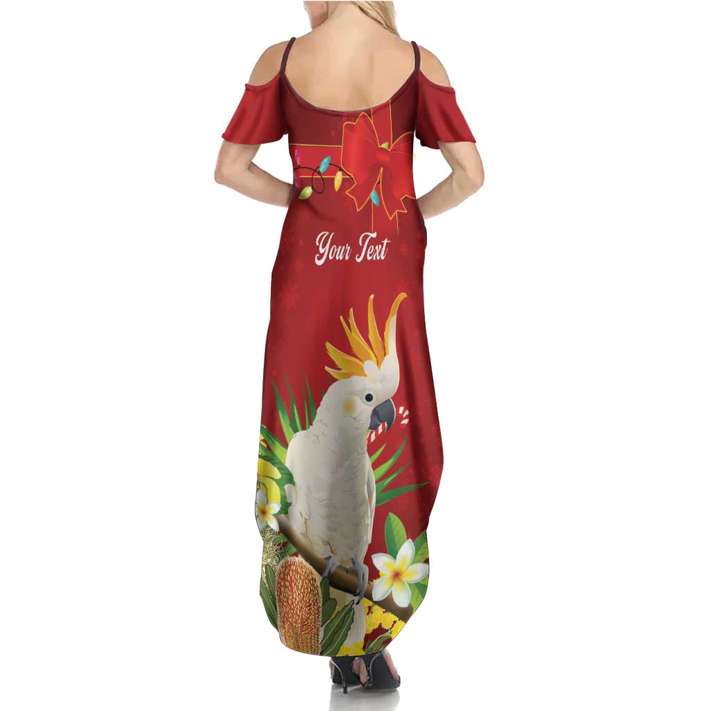 Personalised Australia Sulphur-crested Cockatoo Christmas Summer Maxi Dress Aussie Native Flowers Merry Xmas - Aussie Hoodie