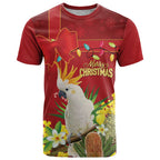 Personalised Australia Sulphur-crested Cockatoo Christmas T Shirt Aussie Native Flowers Merry Xmas - Aussie Hoodie