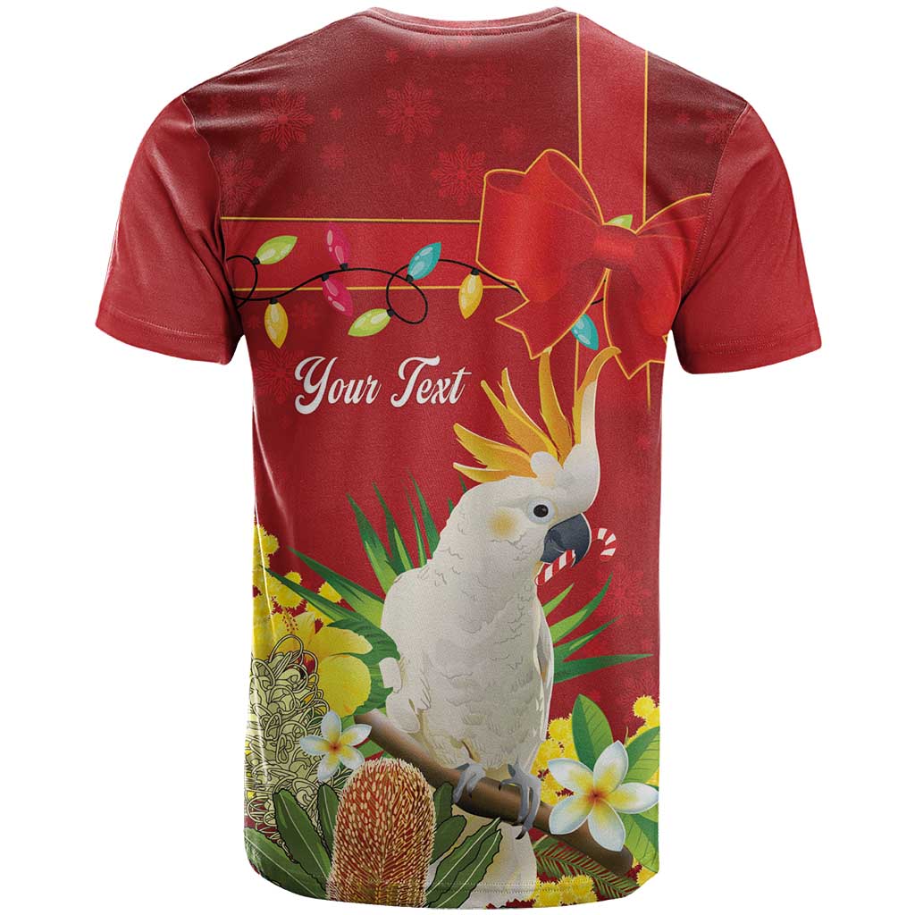 Personalised Australia Sulphur-crested Cockatoo Christmas T Shirt Aussie Native Flowers Merry Xmas - Aussie Hoodie