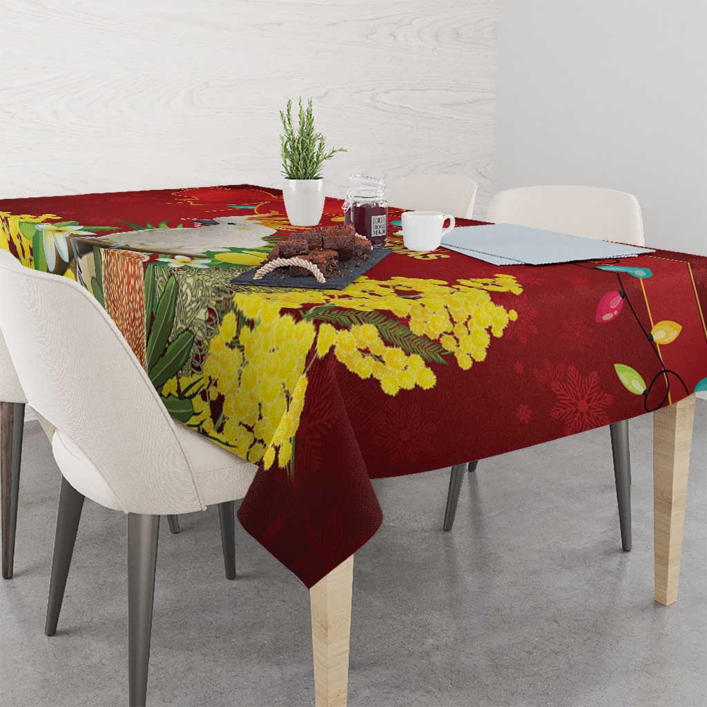 Australia Sulphur-crested Cockatoo Christmas Tablecloth Aussie Native Flowers Merry Xmas - Aussie Hoodie