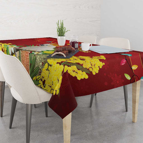 Australia Sulphur-crested Cockatoo Christmas Tablecloth Aussie Native Flowers Merry Xmas - Aussie Hoodie