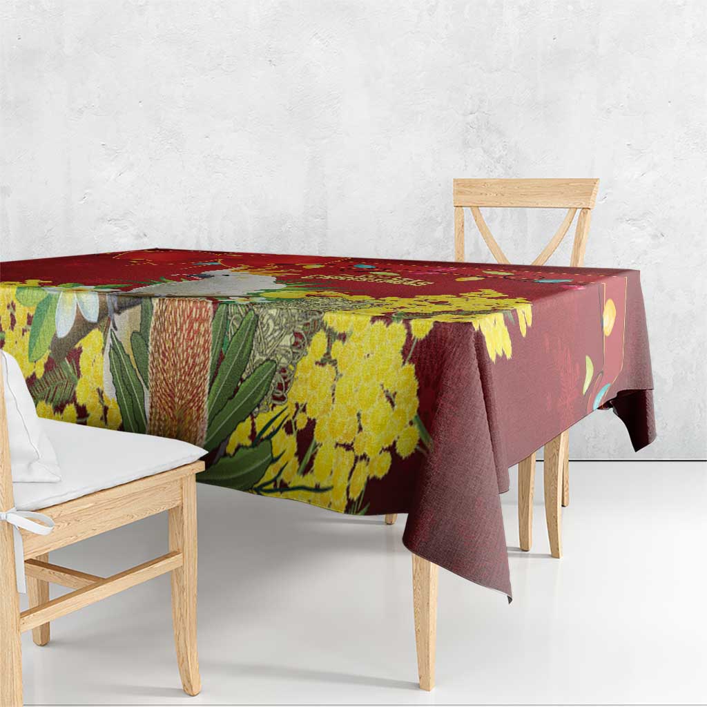 Australia Sulphur-crested Cockatoo Christmas Tablecloth Aussie Native Flowers Merry Xmas - Aussie Hoodie