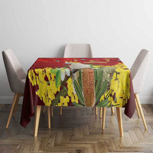 Australia Sulphur-crested Cockatoo Christmas Tablecloth Aussie Native Flowers Merry Xmas - Aussie Hoodie