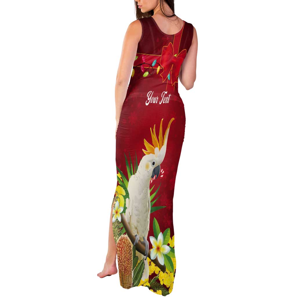 Personalised Australia Sulphur-crested Cockatoo Christmas Tank Maxi Dress Aussie Native Flowers Merry Xmas - Aussie Hoodie