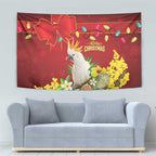 Australia Sulphur-crested Cockatoo Christmas Tapestry Aussie Native Flowers Merry Xmas - Aussie Hoodie