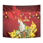 Australia Sulphur-crested Cockatoo Christmas Tapestry Aussie Native Flowers Merry Xmas - Aussie Hoodie