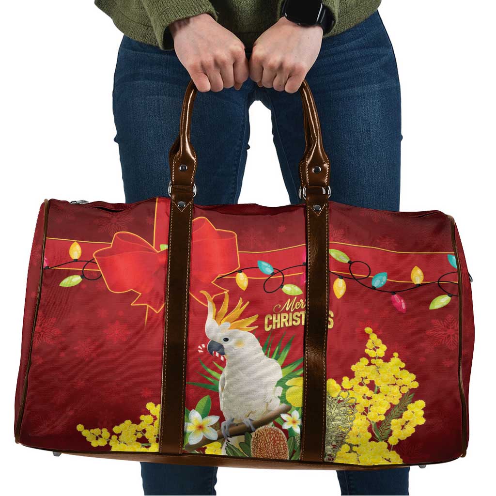 Australia Sulphur-crested Cockatoo Christmas Travel Bag Aussie Native Flowers Merry Xmas - Aussie Hoodie