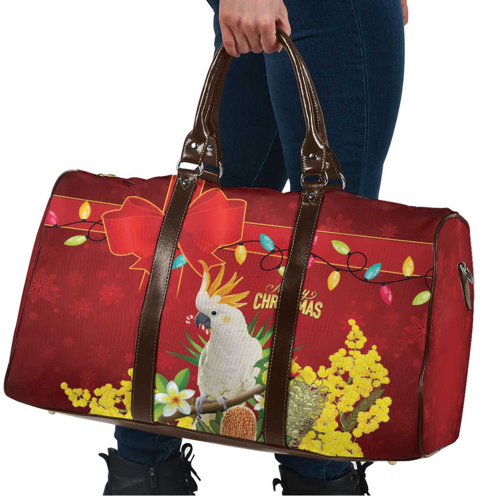 Australia Sulphur-crested Cockatoo Christmas Travel Bag Aussie Native Flowers Merry Xmas - Aussie Hoodie