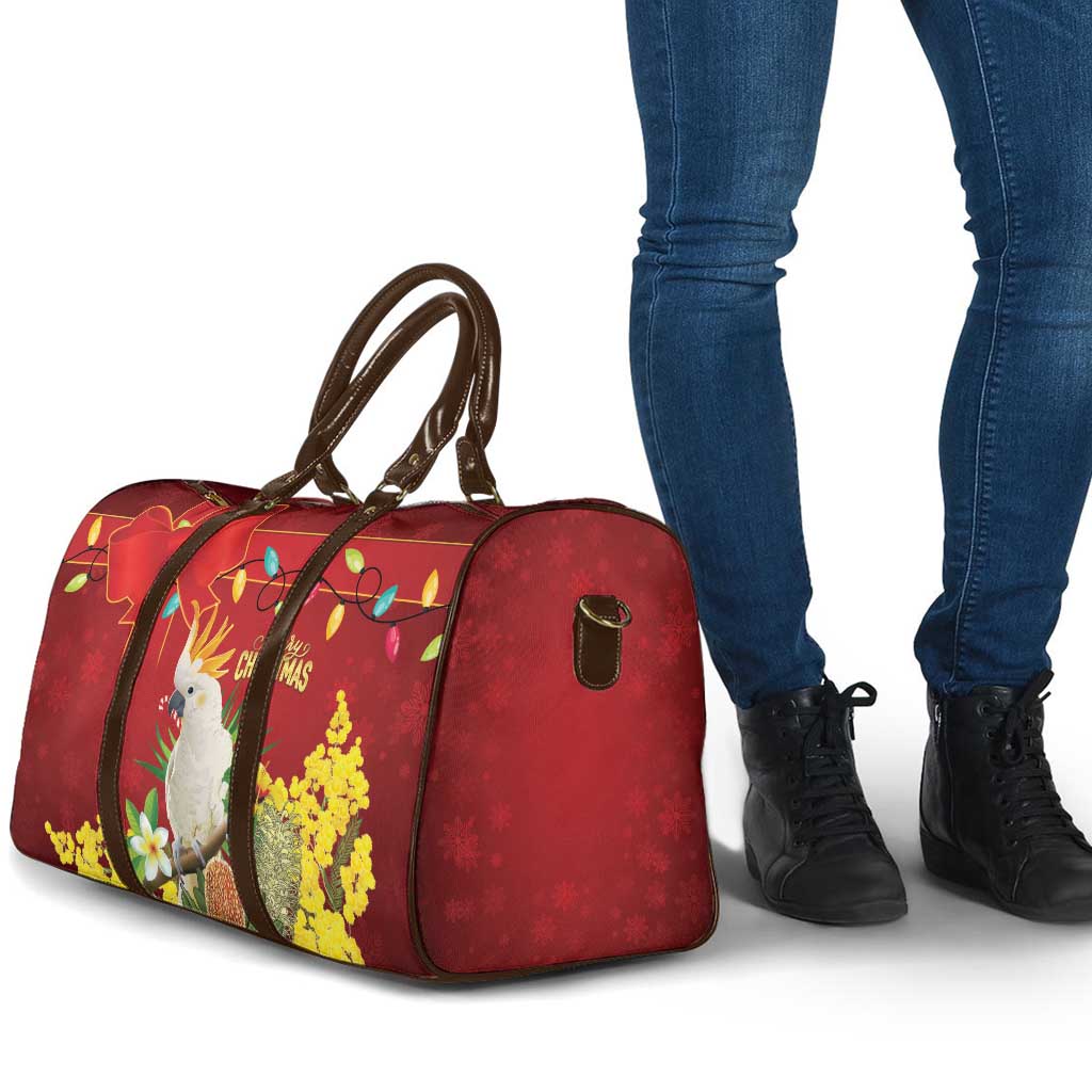 Australia Sulphur-crested Cockatoo Christmas Travel Bag Aussie Native Flowers Merry Xmas - Aussie Hoodie