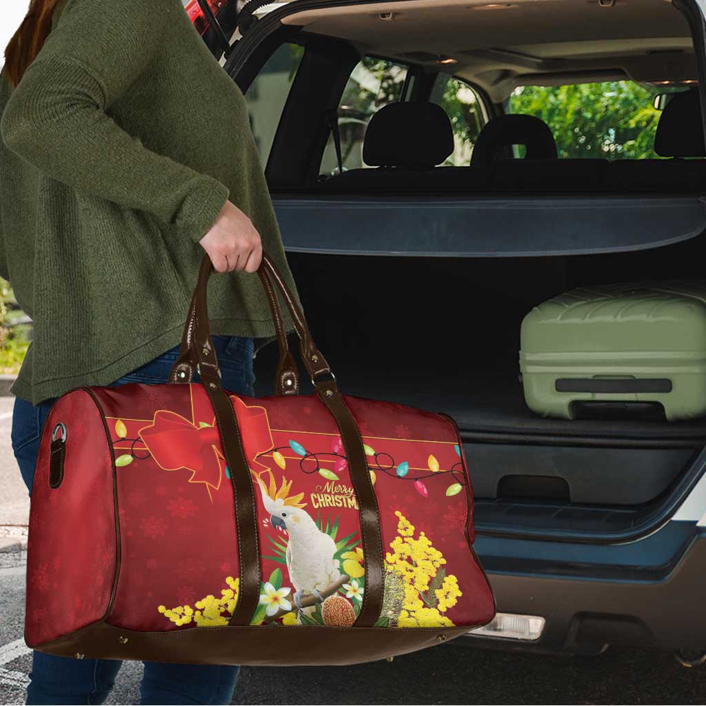Australia Sulphur-crested Cockatoo Christmas Travel Bag Aussie Native Flowers Merry Xmas - Aussie Hoodie