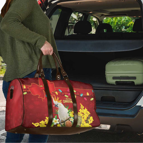 Australia Sulphur-crested Cockatoo Christmas Travel Bag Aussie Native Flowers Merry Xmas - Aussie Hoodie