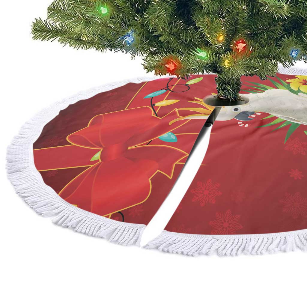 Australia Sulphur-crested Cockatoo Christmas Tree Skirt Aussie Native Flowers Merry Xmas - Aussie Hoodie