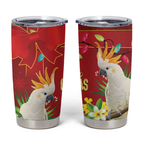 Australia Sulphur-crested Cockatoo Christmas Tumbler Cup Aussie Native Flowers Merry Xmas - Aussie Hoodie