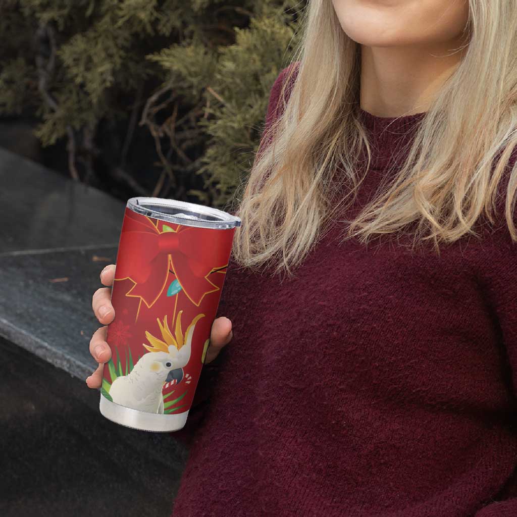 Australia Sulphur-crested Cockatoo Christmas Tumbler Cup Aussie Native Flowers Merry Xmas - Aussie Hoodie