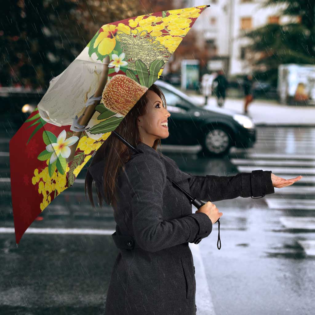 Australia Sulphur-crested Cockatoo Christmas Umbrella Aussie Native Flowers Merry Xmas - Aussie Hoodie