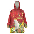 Personalised Australia Sulphur-crested Cockatoo Christmas Wearable Blanket Hoodie Aussie Native Flowers Merry Xmas - Aussie Hoodie
