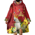 Personalised Australia Sulphur-crested Cockatoo Christmas Wearable Blanket Hoodie Aussie Native Flowers Merry Xmas - Aussie Hoodie