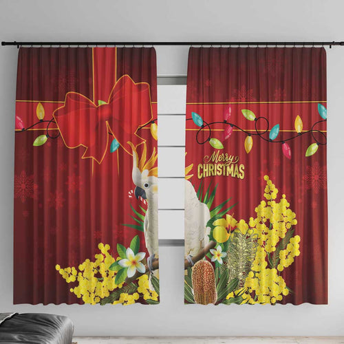 Australia Sulphur-crested Cockatoo Christmas Window Curtain Aussie Native Flowers Merry Xmas - Aussie Hoodie