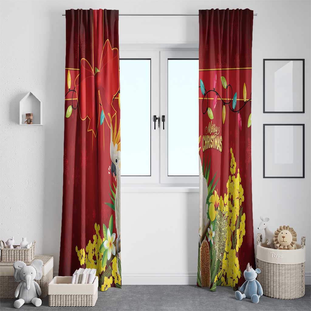Australia Sulphur-crested Cockatoo Christmas Window Curtain Aussie Native Flowers Merry Xmas - Aussie Hoodie