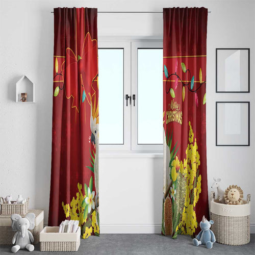 Australia Sulphur-crested Cockatoo Christmas Window Curtain Aussie Native Flowers Merry Xmas - Aussie Hoodie