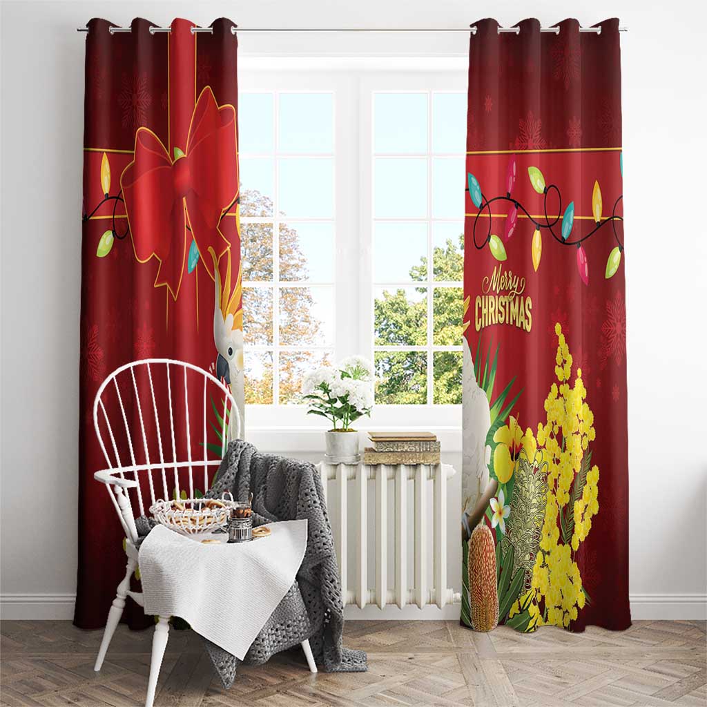 Australia Sulphur-crested Cockatoo Christmas Window Curtain Aussie Native Flowers Merry Xmas - Aussie Hoodie