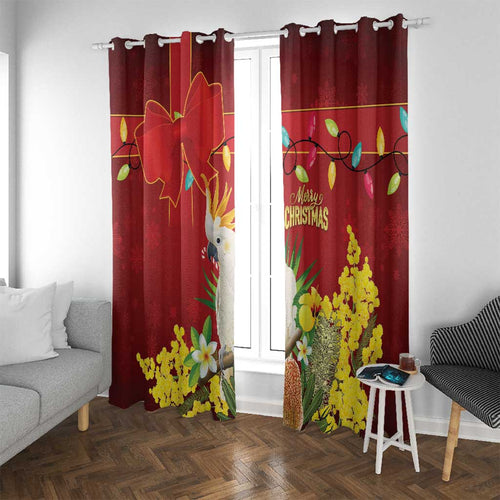 Australia Sulphur-crested Cockatoo Christmas Window Curtain Aussie Native Flowers Merry Xmas - Aussie Hoodie