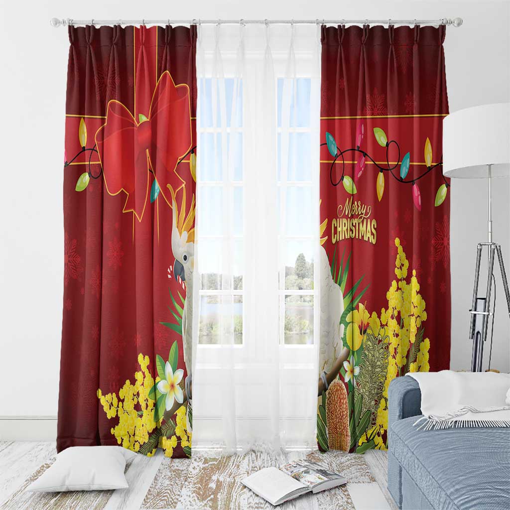 Australia Sulphur-crested Cockatoo Christmas Window Curtain Aussie Native Flowers Merry Xmas - Aussie Hoodie