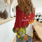 Personalised Australia Sulphur-crested Cockatoo Christmas Women Casual Shirt Aussie Native Flowers Merry Xmas - Aussie Hoodie