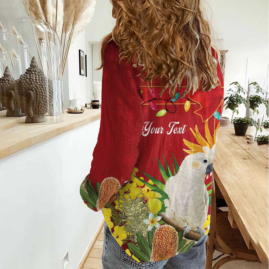 Personalised Australia Sulphur-crested Cockatoo Christmas Women Casual Shirt Aussie Native Flowers Merry Xmas - Aussie Hoodie