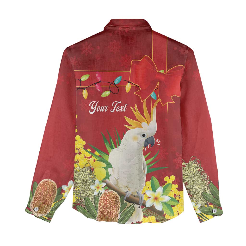 Personalised Australia Sulphur-crested Cockatoo Christmas Women Casual Shirt Aussie Native Flowers Merry Xmas - Aussie Hoodie
