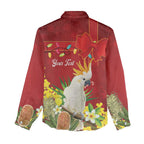 Personalised Australia Sulphur-crested Cockatoo Christmas Women Casual Shirt Aussie Native Flowers Merry Xmas - Aussie Hoodie