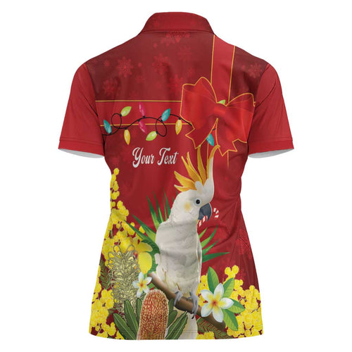 Personalised Australia Sulphur-crested Cockatoo Christmas Women Polo Shirt Aussie Native Flowers Merry Xmas - Aussie Hoodie
