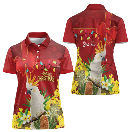 Personalised Australia Sulphur-crested Cockatoo Christmas Women Polo Shirt Aussie Native Flowers Merry Xmas - Aussie Hoodie