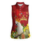 Personalised Australia Sulphur-crested Cockatoo Christmas Women Sleeveless Polo Shirt Aussie Native Flowers Merry Xmas - Aussie Hoodie