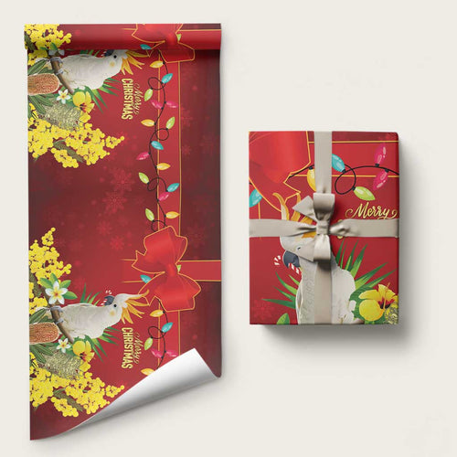 Australia Sulphur-crested Cockatoo Christmas Wrapping Paper Aussie Native Flowers Merry Xmas - Aussie Hoodie