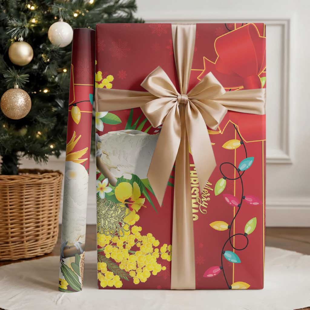 Australia Sulphur-crested Cockatoo Christmas Wrapping Paper Aussie Native Flowers Merry Xmas - Aussie Hoodie