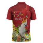 Personalised Australia Sulphur-crested Cockatoo Christmas Zipper Polo Shirt Aussie Native Flowers Merry Xmas - Aussie Hoodie