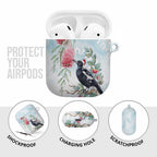 Australia Magpie Christmas AirPods Case Eucalyptus Aboriginal Watercolor Stylized - Aussie Hoodie