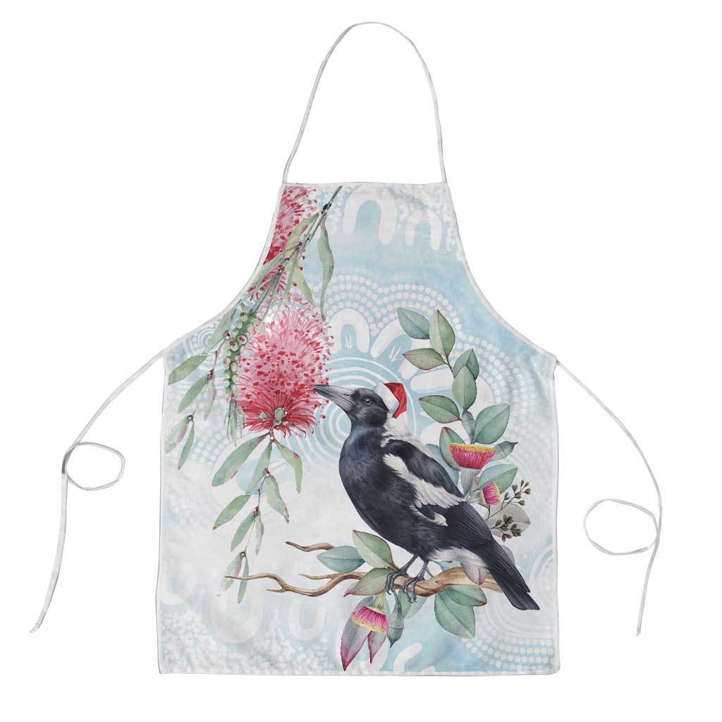 Australia Magpie Christmas Apron Eucalyptus Aboriginal Watercolor Stylized - Aussie Hoodie