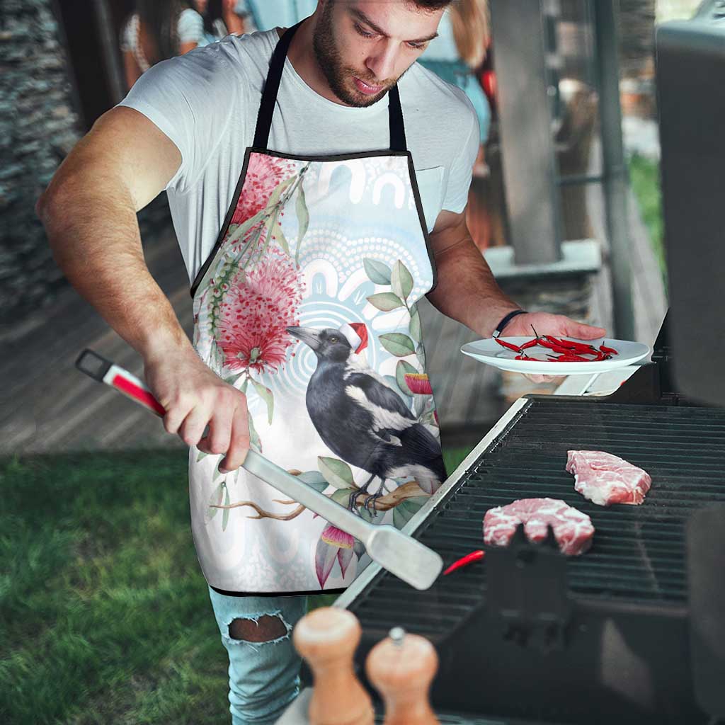 Australia Magpie Christmas Apron Eucalyptus Aboriginal Watercolor Stylized - Aussie Hoodie