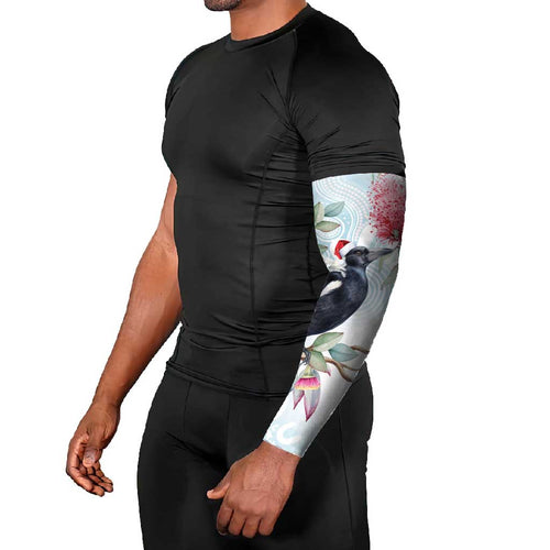 Australia Magpie Christmas Arm Sleeves Eucalyptus Aboriginal Watercolor Stylized - Aussie Hoodie