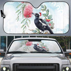 Australia Magpie Christmas Auto Sun Shade Eucalyptus Aboriginal Watercolor Stylized - Aussie Hoodie