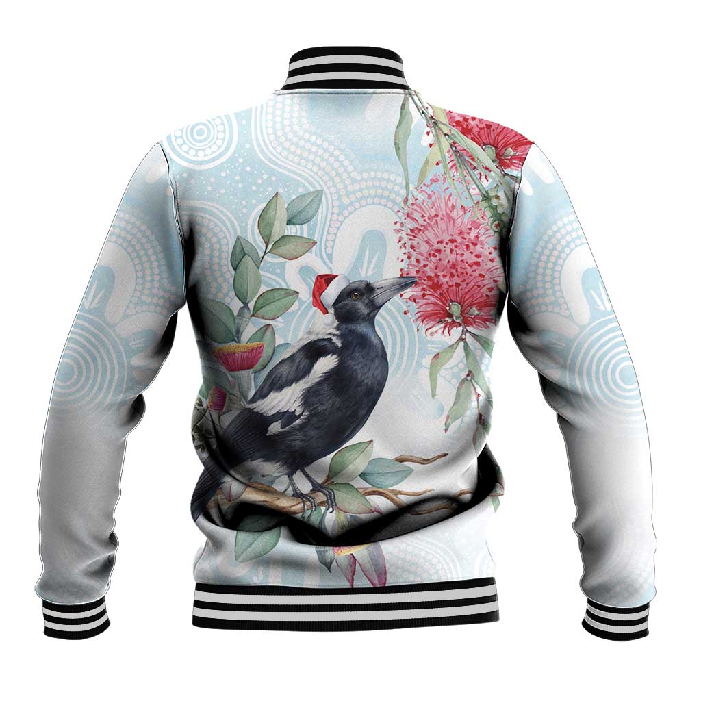 Australia Magpie Christmas Baseball Jacket Eucalyptus Aboriginal Watercolor Stylized - Aussie Hoodie