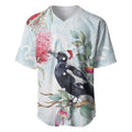 Australia Magpie Christmas Baseball Jersey Eucalyptus Aboriginal Watercolor Stylized - Aussie Hoodie