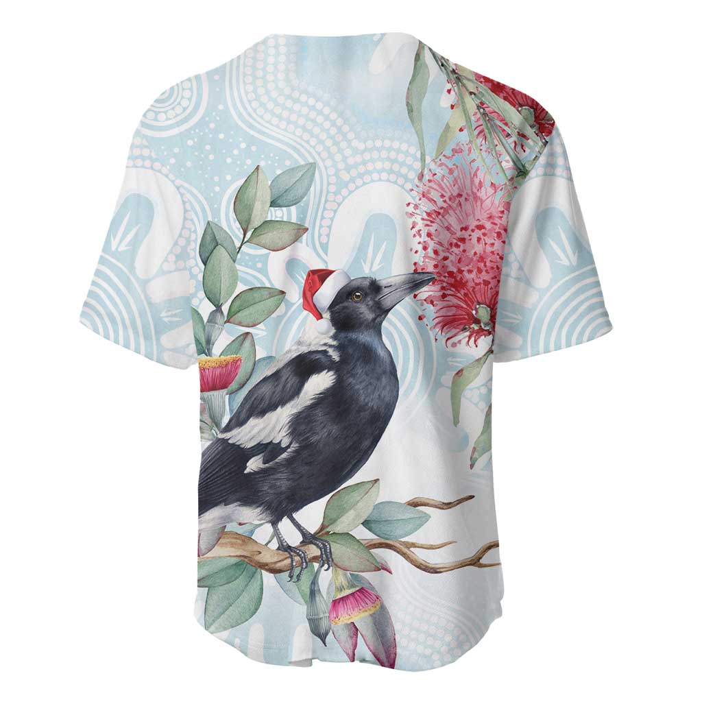 Australia Magpie Christmas Baseball Jersey Eucalyptus Aboriginal Watercolor Stylized - Aussie Hoodie