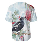 Australia Magpie Christmas Baseball Jersey Eucalyptus Aboriginal Watercolor Stylized - Aussie Hoodie
